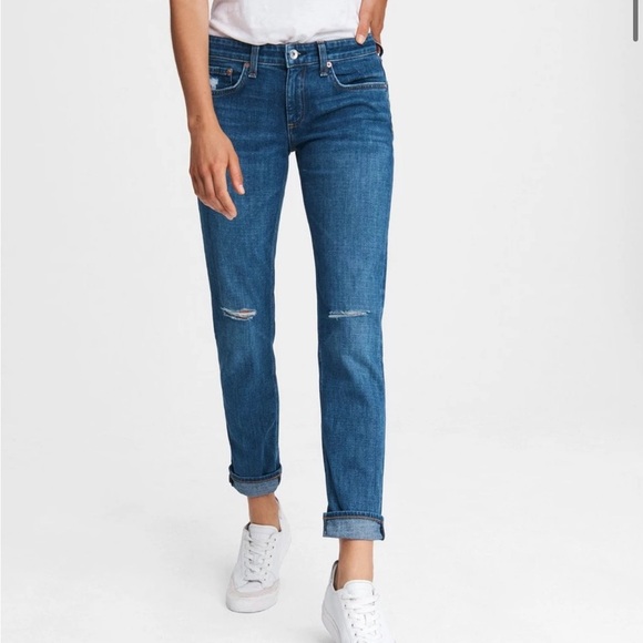Rag & Bone Dre Low-Rise Slim Boyfriend Jean Mission with Holes Color Size 24 - Picture 12 of 12